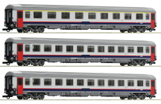 Roco 74063 - H0 - 3-tlg. Personenwagen-Set Eurofima, SNCB, Ep. V-VI 